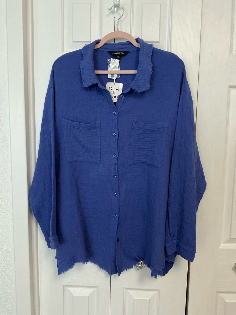 Davi & Dani- Blue Button-Front Shirt